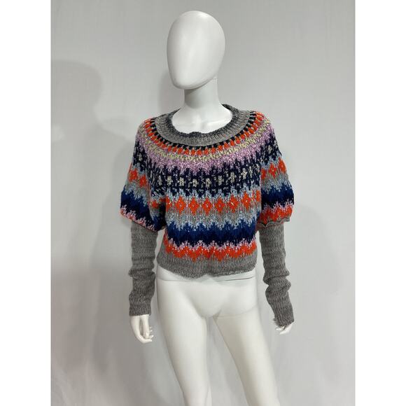 Free People Grey 'Home For The Holidays' Pullover Size S - Picture 2 of 5